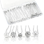40 PCS Wedding Hair Pins for Brides, Pearl Hair Pins for Wedding, Silver Crystal Rhinestone Hair Pin Decorative Hair Accessories for Bridal Bridesmaid Women Prom Party