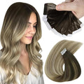 Sunny Tape in Hair Extensions Human Hair Dark Brown Balayage Blonde Hair Extensions Real Human Hair Tape ins 12 Inch Tape in Extensions 20Pcs 30g