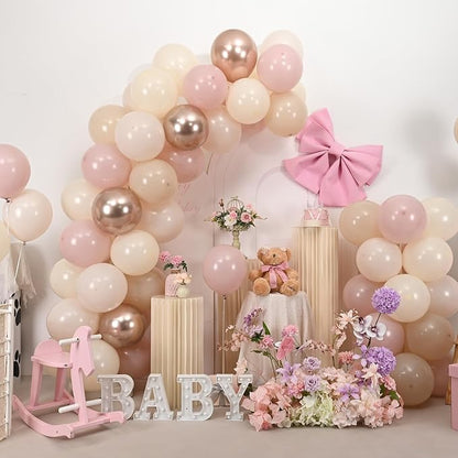 Dusty Pink Beige Balloons, Metallic Gold Nude Cream Balloon - Image 9