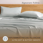 TOSMO Luxury Pillow Case Set of 2 - Cooling Viscose Derived from Bamboo, Oeko-TEX, Breathabl Silky Soft Pillow Cases with Envelope Closure (King / 20x40, Sliver)
