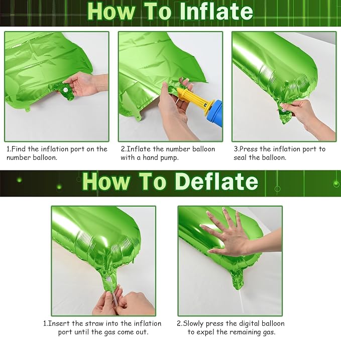 40 Inch Green Number 1 Balloon for 1st Birthday Decoration, Large Self Inflate - Image 7