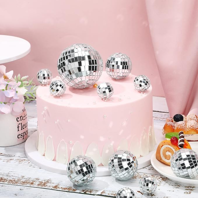 MTLEE 20 Pcs Disco Balls Decoration Mirror Disco Ball Assorted Silver Hanging - Image 2