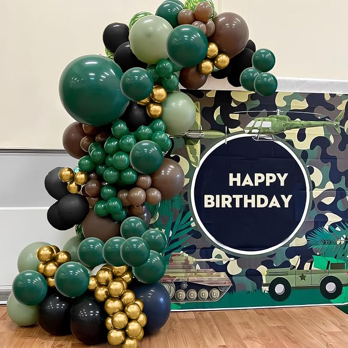Green and Brown Balloons, Camo Balloons Camouflage Party Balloons Green Black - Image 5
