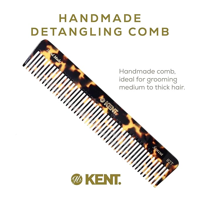 Kent 92TY Wide Tooth Women’s Detangler Comb for Curly, Wavy, and Thick Hair – Ideal for Use on Wet Hair – Gentle, Shower Comb for – Anti-Static, Smooth - Styling Tool by Kent