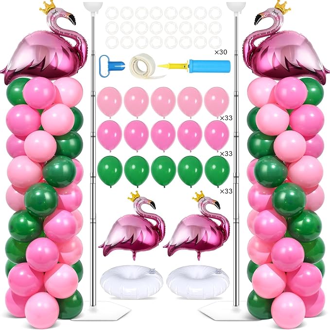 2 Sets Tropical Flamingo Balloon Column Stand Kit by Naozinebi