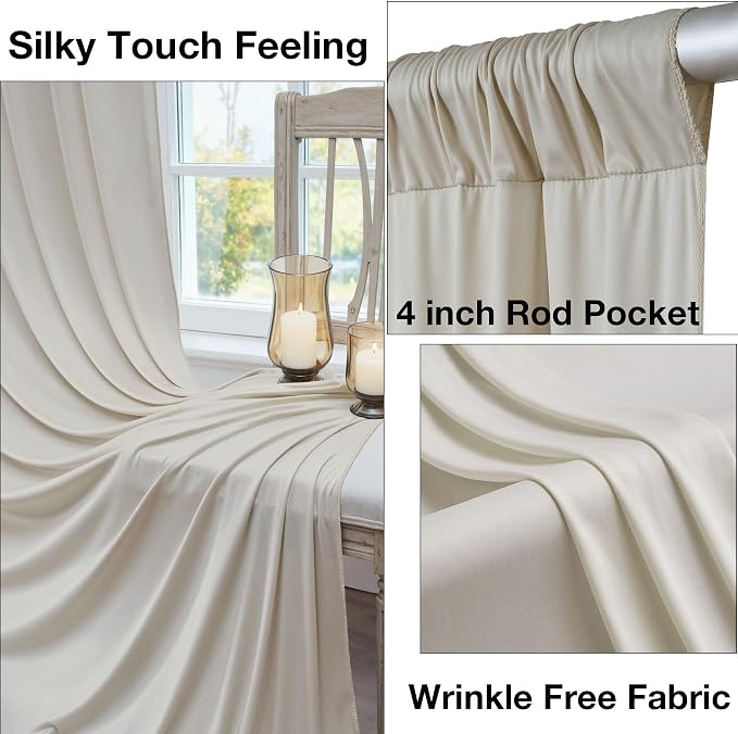20ftx10ft Wrinkle Free Beige Backdrop Curtains - Image 2