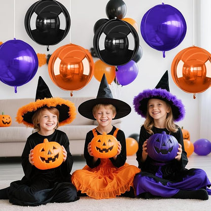 Black Orange Purple Halloween Foil Balloons, 22Inch Big Round Foil Balloon - Image 5