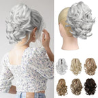 REECHO 9" Short Ponytail Extension, Classic Loose Curly Wavy Claw Clip Pony tails Hair Extensions HP001 Hairpieces for Women (Silver)