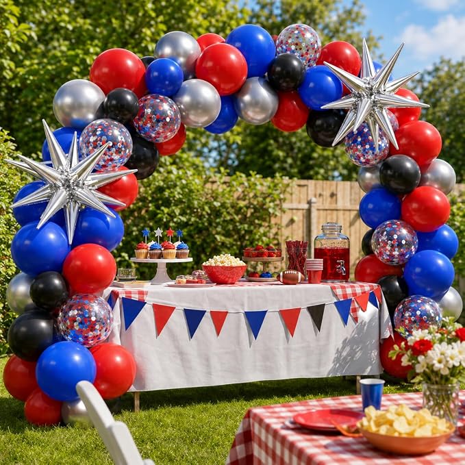Red Blue Balloons for Patriotic Party Decor | 12 Inch Red Blue Silver Balloons - Image 8