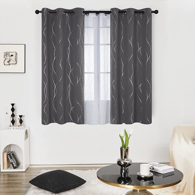 Deconovo Living Room Curtains 63 Inches Long, Thermal Insulated, Room Darkening - Image 2