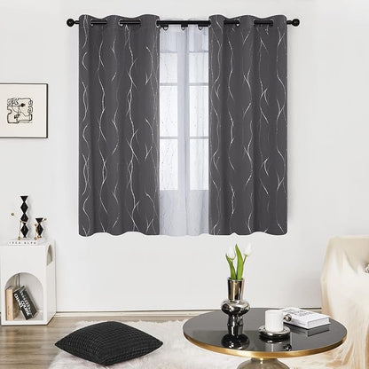 Deconovo Living Room Curtains 63 Inches Long, Thermal Insulated, Room Darkening - Image 2