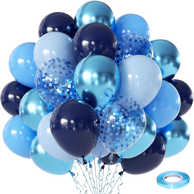 Zesliwy Blue Balloons Set with Confetti, Party Decor | Navy by Zesliwy