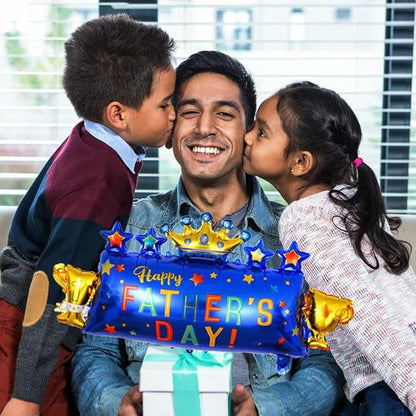 Fathers Trophy Balloons Fathers Foil Balloon Happy Father's Day Balloon Crown - Image 7