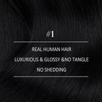YoungSee 130G Sew in Hair Extensions Black Human Hair Weft Extensions Jet Black Real Hair Weft Extensions One Bundle for Long Hair 24 inch