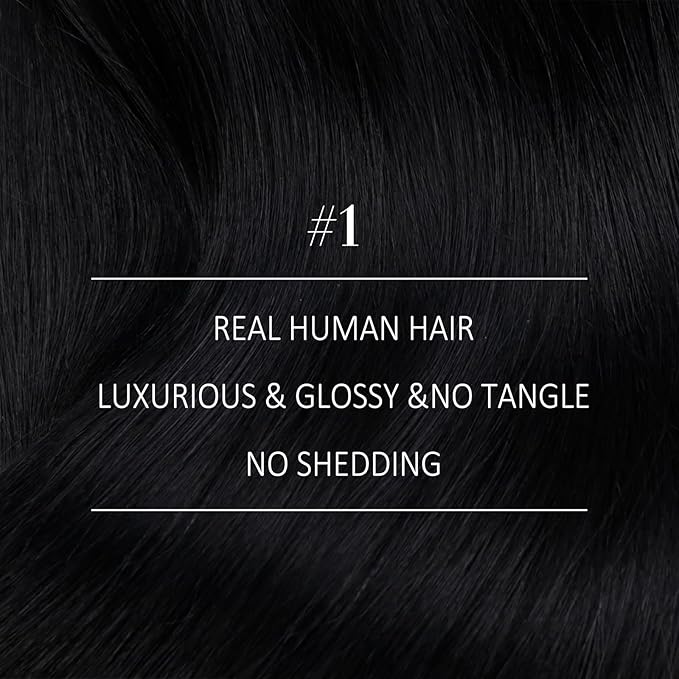YoungSee 130G Sew in Hair Extensions Black Human Hair Weft Extensions Jet Black Real Hair Weft Extensions One Bundle for Long Hair 24 inch