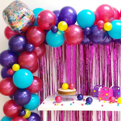 Paready Pink Blue Purple Balloons, 12 Inch Hot Pink Teal Blue Metallic Purple - Image 5