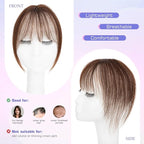 Hairro Bangs Hair Clip 3D 360°Cover Clip On Bangs Remy Human Hair Topper With Bangs Fringe French Bangs With Temples Clip In Bangs Hair Extensions 8 Inches 10g #02 Dark Brown