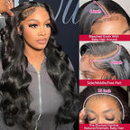VIPbeauty 28 Inch 13x6 HD Lace Front Wigs Human Hair Pre Plucked Bleached Knots with Baby Hair 180 Density Body Wave Full Lace Frontal Wigs Human Hair Wigs for Black Women Natural Color