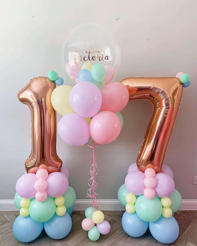 Rose Gold 17 Number Balloons, 40 Inch Giant Number 17 Balloons Foil Mylar - Image 3