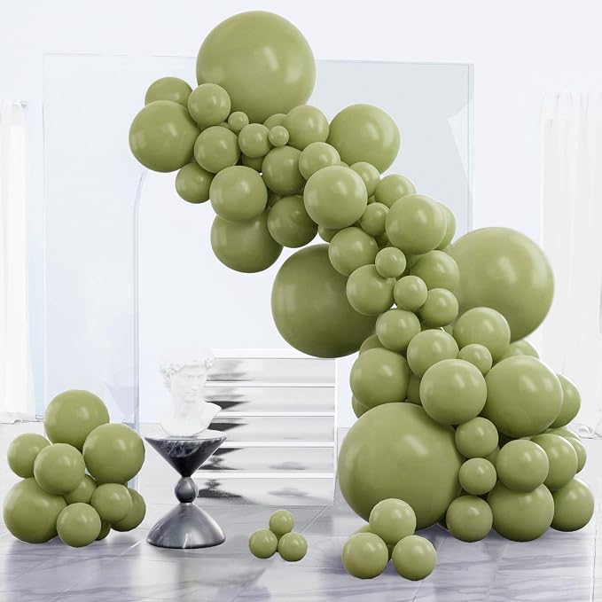 PartyWoo Sage Green Balloons 152pcs Olive Boho Green Color 18 12 10 5 Inch | 18 by PartyWoo