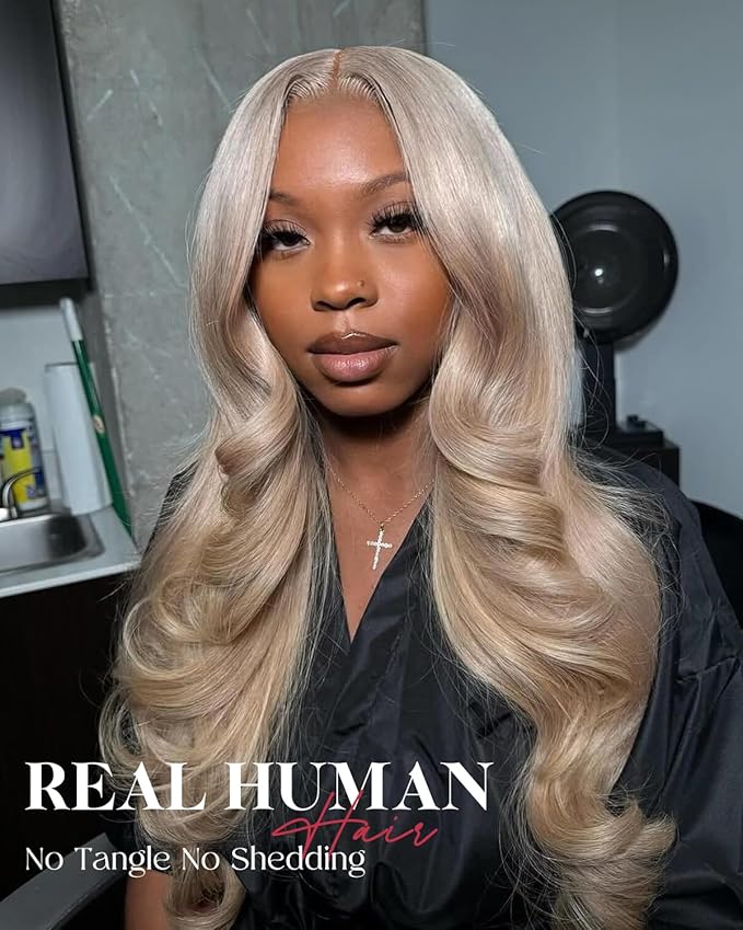 Alididi Ash Blonde Wig Human Hair 180% Density Milk Tea Ash Blonde Wig 13x6 Body Wave Hd Thin Lace Front Wigs Human Hair Full And Thicker Pre Plucked Pre Cut Natural Hairline With Baby Hair 30 inch