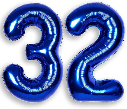 40 Inch Navy Blue Big Number 32 Balloon 0-9 Large Helium | Royal Blue 32nd by SULALABOO