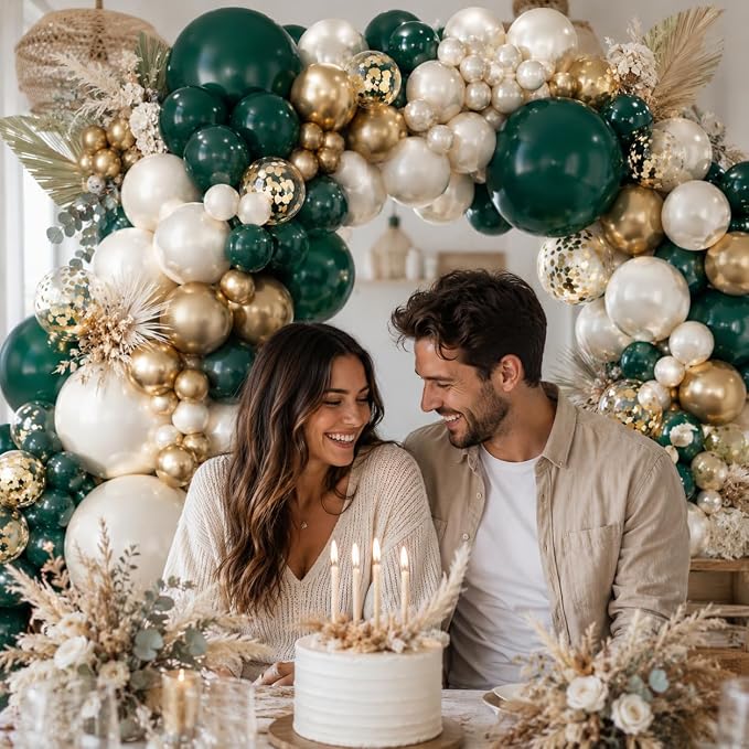 154Pcs Emerald Green and Gold Balloons Garland Arch Kit - Image 4