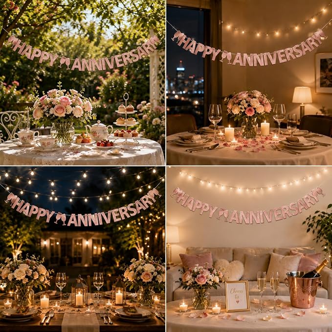 Happy Anniversary Banner, Wedding Anniversary Party Decorations Supplies - Image 6