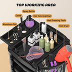 Salon Rolling Trolley with 4 Drawers/Stainless Steel Frame Storage Tool Holder for Barbershop Beauty Spa and Hair Salon Beauty Black