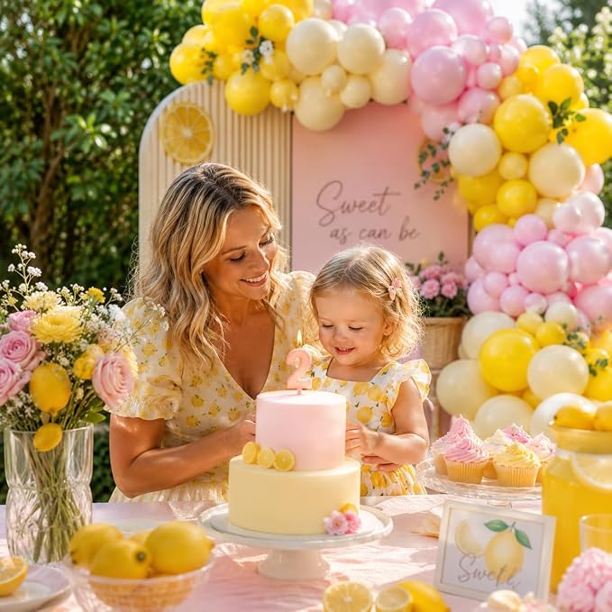 Pink and Yellow Balloon Arch, Lemon Balloon Garland Kit | Pastel Baby Pink - Image 5