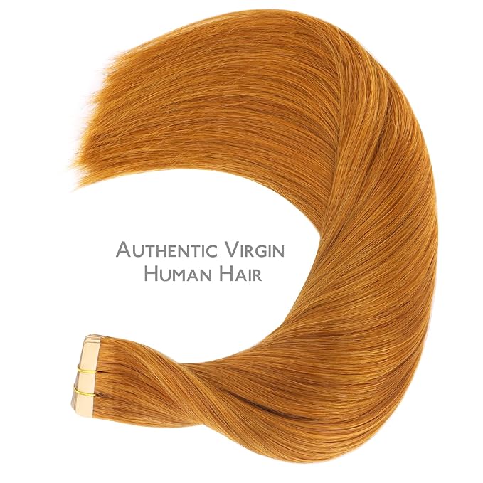 WENNALIFE Tape in Hair Extensions Human Hair, 20pcs 60g 26 inch Auburn Ginger Remy Hair Extensions for Women Tape Ins Straight Extensiones De Cabello Humano Skin Weft