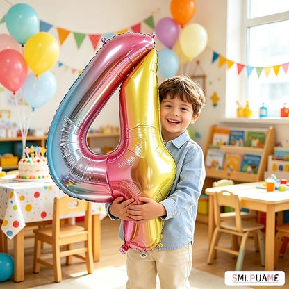 40 Inch Number Balloons 0-9 Rainbow Gradient Large Number 4 Balloons, Digital - Image 2