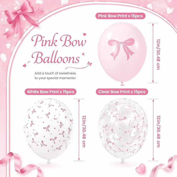 Pink Bow Balloons Kit, Coquette Party Decorations - Image 3
