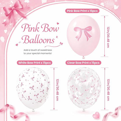 Pink Bow Balloons Kit, Coquette Party Decorations - Image 3