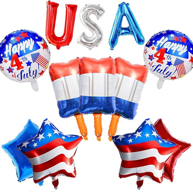 4th of July Balloons 12Pcs Patriotic Independence Day Foil Balloons Red White by KIPETTO