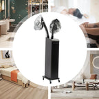 Nano Hair Steamer, 700W Professional Micro Mist Hair Processor with 2 Vaporizing Caps & 4 Wheels, Vertical Hair Care Machine for Home Salon SPA Barber Shop (Double-Tube)
