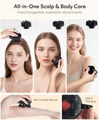 arboleaf Electric Scalp Massager Kneading Head Massager Scalp Stress Relax, Portable 6 in 1 Hair Massage with 12 Removable Massage Claws, Recharagable Head Stratcher, Gift for Mom Dad