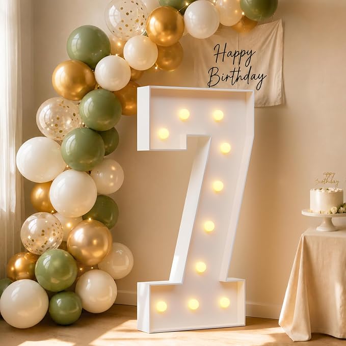 4FT Light Up Marquee Number 7 Warm White Light | Party Decor by Letsmakeitimpressive