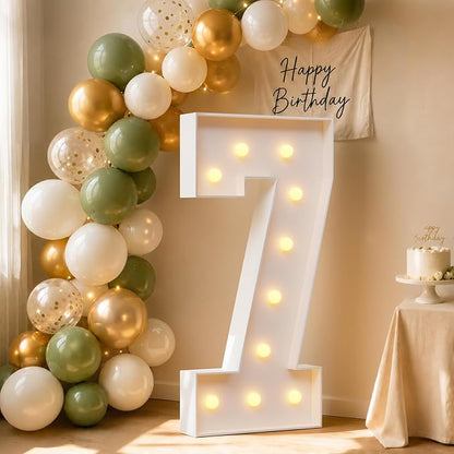4FT Light Up Marquee Number 7 Warm White Light | Party Decor by Letsmakeitimpressive