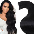 LaaVoo Tape in Extensions Black Human Hair Tape in Hair Extensions Real Human Hair Tape on Extension Jet Black 14Inch 20pcs 40g