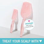 Conair Scalp Care Detangling hairbrush 2pk - Fullsize +Travel Hair Brush - Scalp Massager - hairbrushes for women & men - stocking stuffer - detangler for all lengths and types - Blush Pink