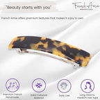 French Amie Oblong Handmade 3.5" Celluloid No Slip Hair Clip Barrette for Women, Made in France (Tokyo Shell)