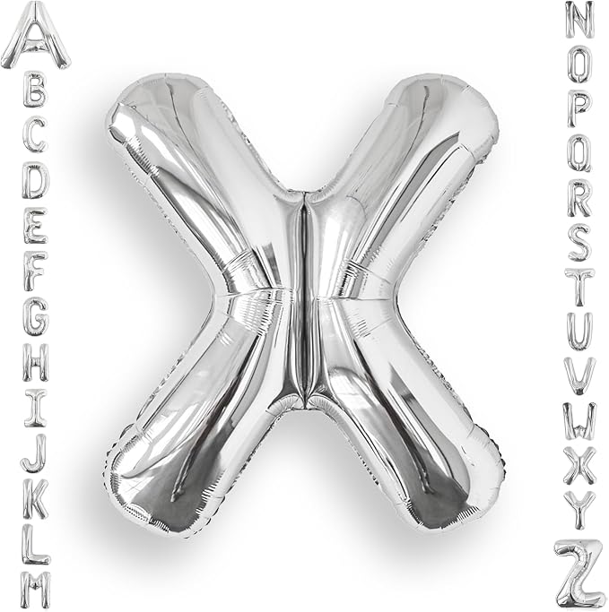 AULE 40 Inch Silver X Balloon Letter Foil A-Z Birthday Big Alphabet | Birthday by AULE