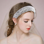 Sliver Sparkle Headband for Women Fashion Wide Headband Glitter Sequin Headbands Comfortable High Elastic Head Band Hair Hoop Hair Accessories for Womens