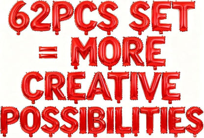 62 Pcs Red Letter Balloons, Custom 2 Set A-Z Set by GOGAKIE