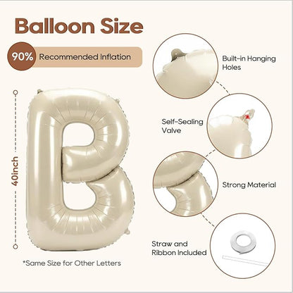 40 Inch BRIDE Balloons, Foil Banner Letter Balloon Cream White - Image 2