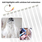 White Hair Extensions Clip in, 22 Inch 10 Pcs Long Straight Colored, for Kids Girls Women Highlights Party, Synthetic