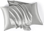 Mulberry Park 30 Momme Silk Pillowcase - Pure Silk Pillowcase for Hair and Skin, Grade 6A Charmeuse Weave Mulberry Real Silk Pillowcase for Luxury Night Sleep - 1 Pc Silver (Standard 20'' x 26'')