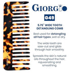 Giorgio G49 Yellow Tokio, Large 5.75 Inch Detangling Comb, Wide Teeth for Thick Curly Wavy Hair. Long Hair Detangler, Handmade of Quality Cellulose, Saw-Cut, Hand Polished.