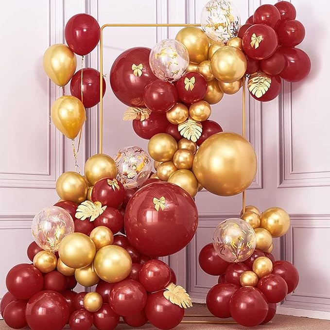 PartyWoo Red Gold Balloons 140pcs Different Sizes Balloon Arch Kit | Ruby - Image 5